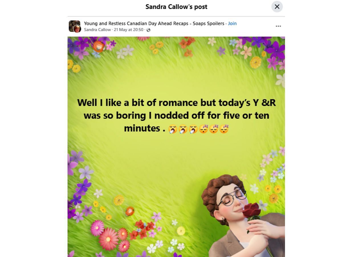 The Original Post by the fan (Image via Facebook/ @Sandra Callow)